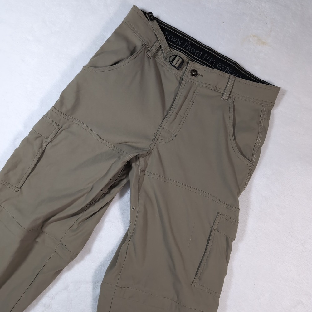 prAna Convertible Hiking Cargo Pants Mens 30x34 Khaki Stretch Nylon Outdoor Gorp